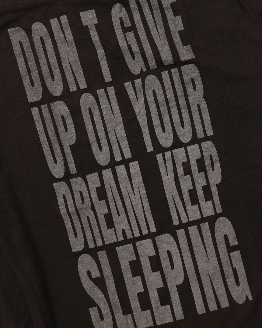  Áo Thun Dài Tay [Unisex] Badblood - [w-tee25-175] KEEP SLEEPING Boat Neck Loose Fit Tee - Chocolate 