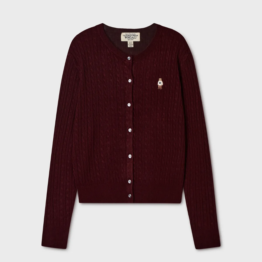  Áo Cardigan WHOAU [Nữ] - Steve High Gauge Wool Cable - WHCKG4912F 