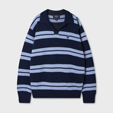  Áo Sweater Whoau [Unisex] - Steve Open Collar Stripe Pullover - WHKAG4951U 