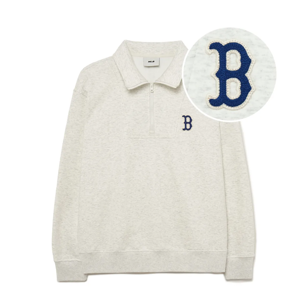  Áo Sweater MLB [Unisex] - Basic Small Logo Half-Zip Fleece-Lined Oversized Gray - 3AMTB1536-43MGL 