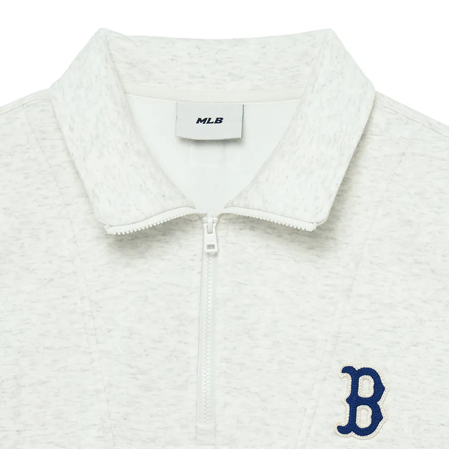  Áo Sweater MLB [Unisex] - Basic Small Logo Half-Zip Fleece-Lined Oversized Gray - 3AMTB1536-43MGL 