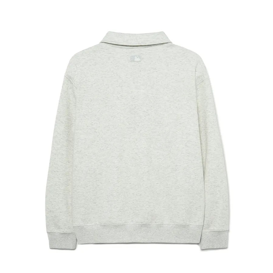 Áo Sweater MLB [Unisex] - Basic Small Logo Half-Zip Fleece-Lined Oversized Gray - 3AMTB1536-43MGL 