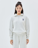  Áo Sweater MLB [Unisex] - Basic Small Logo Half-Zip Fleece-Lined Oversized Gray - 3AMTB1536-43MGL 