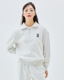  Áo Sweater MLB [Unisex] - Basic Small Logo Half-Zip Fleece-Lined Oversized Gray - 3AMTB1536-43MGL 