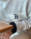  Áo Sweater MLB [Unisex] - Basic Small Logo Half-Zip Fleece-Lined Oversized Gray - 3AMTB1536-43MGL 