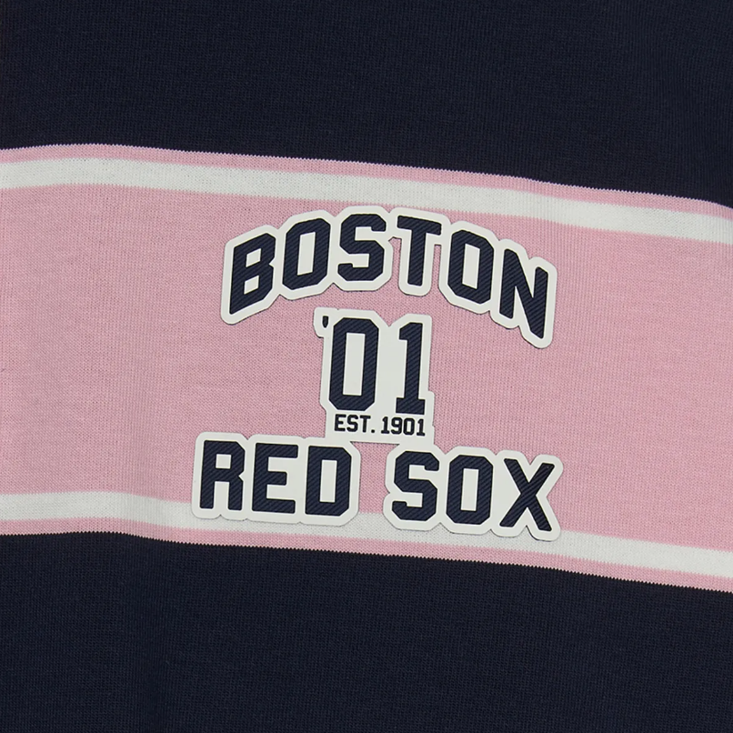 Áo Polo MLB [Unisex] - Varsity Stripe Oversized Collared Boston - 3APQV0253-43PKM 