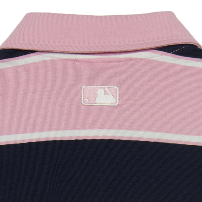  Áo Polo MLB [Unisex] - Varsity Stripe Oversized Collared Boston - 3APQV0253-43PKM 
