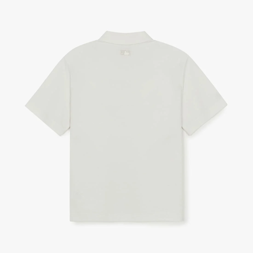  Áo Polo MLB [Unisex] - Varsity Small Cursive Oversized Collared NY - 3APQV0163 