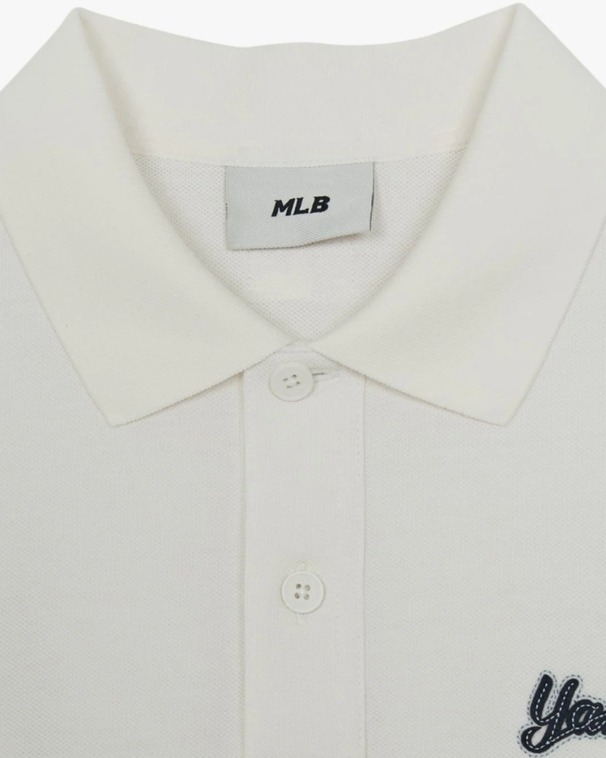 Áo Polo MLB [Unisex] - Varsity Small Cursive Oversized Collared NY - 3APQV0163 