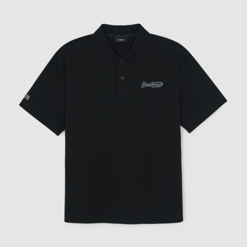  Áo Polo MLB [Unisex] - Varsity Small Cursive Oversized Collared NY - 3APQV0163 