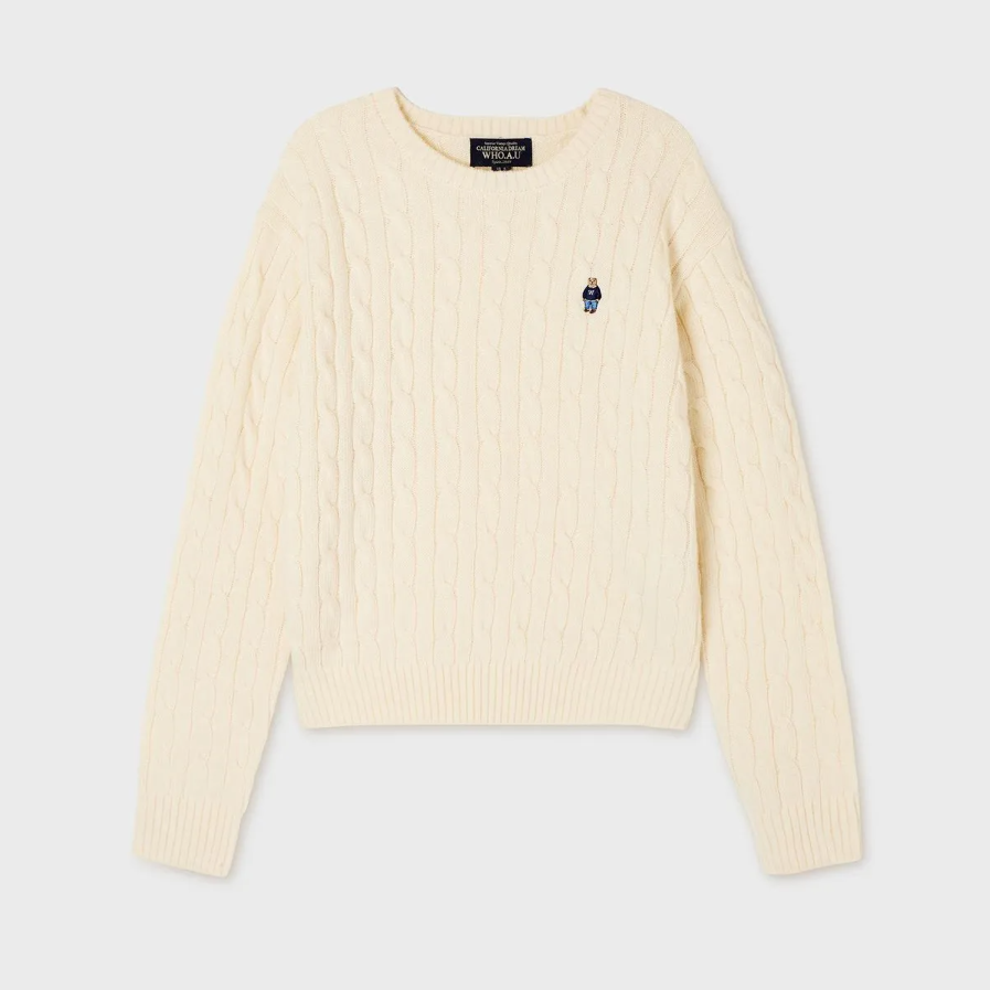  Áo Sweater Whoau [Nữ] - Steve Cable R-neck Pullover - WHKAG4921F 