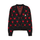  Áo Cardigan Crop MLB [Nữ] - Heart All-Over NY Black - 3FKCH0234-50BKS 