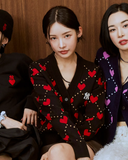  Áo Cardigan Crop MLB [Nữ] - Heart All-Over NY Black - 3FKCH0234-50BKS 