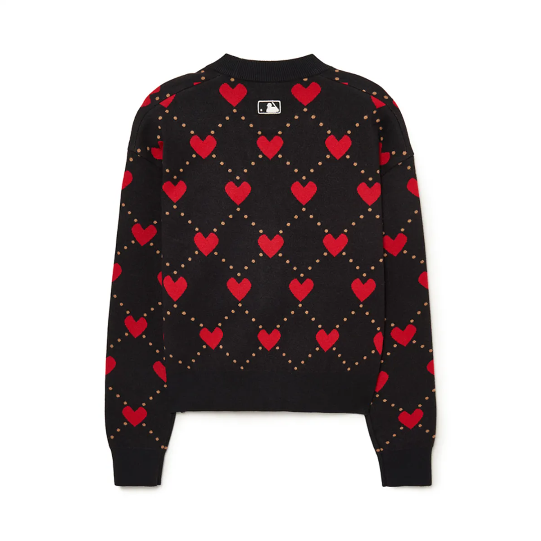  Áo Cardigan Crop MLB [Nữ] - Heart All-Over NY Black - 3FKCH0234-50BKS 