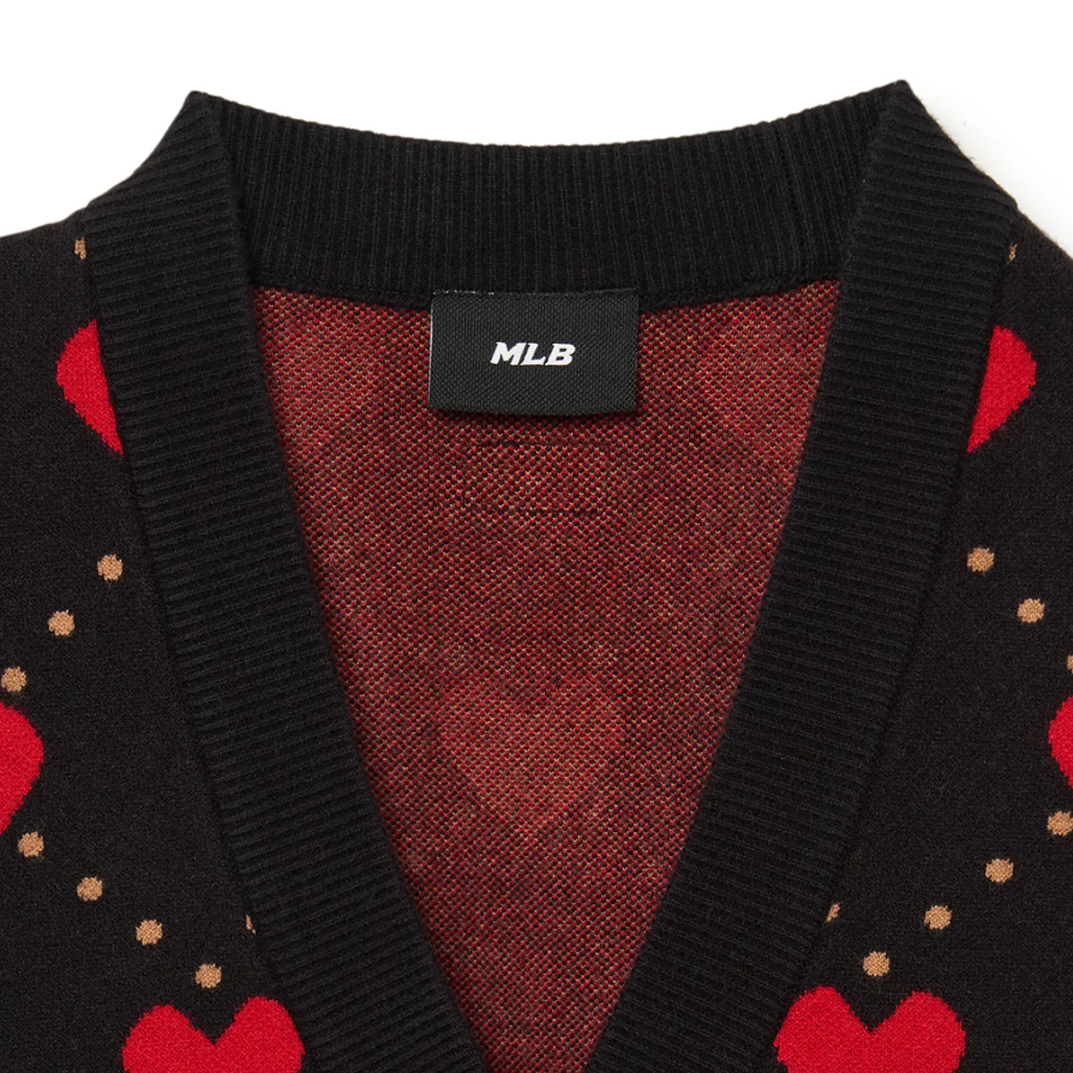  Áo Cardigan Crop MLB [Nữ] - Heart All-Over NY Black - 3FKCH0234-50BKS 