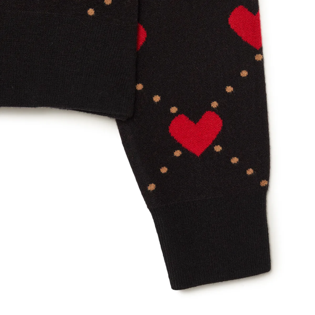  Áo Cardigan Crop MLB [Nữ] - Heart All-Over NY Black - 3FKCH0234-50BKS 