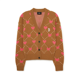  Áo Cardigan Crop MLB [Nữ] - Heart All-Over NY Camel - 3FKCH0234-43CAS 
