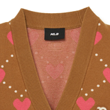  Áo Cardigan Crop MLB [Nữ] - Heart All-Over NY Camel - 3FKCH0234-43CAS 