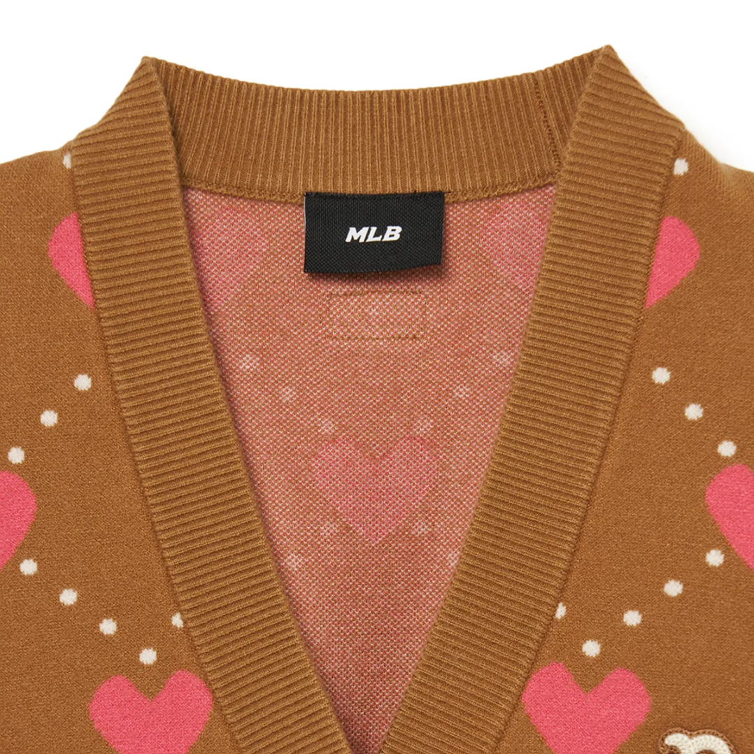  Áo Cardigan Crop MLB [Nữ] - Heart All-Over NY Camel - 3FKCH0234-43CAS 