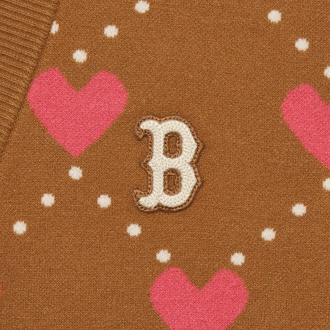  Áo Cardigan Crop MLB [Nữ] - Heart All-Over NY Camel - 3FKCH0234-43CAS 