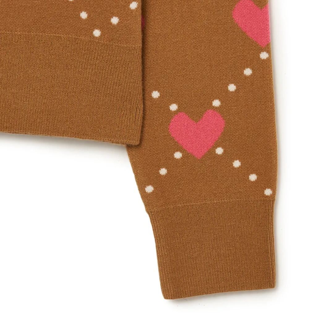  Áo Cardigan Crop MLB [Nữ] - Heart All-Over NY Camel - 3FKCH0234-43CAS 