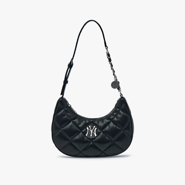 Túi Xách MLB Korea - Basic Quilted PU Hobo Bag NY Black - 3ABQBQ16N-50BKS