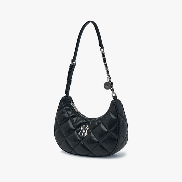 Túi Xách MLB Korea - Basic Quilted PU Hobo Bag NY Black - 3ABQBQ16N-50BKS