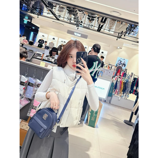 Balo MLB Korea - Dia Mono PU Embossed Mini Navy - 7ABKMD64N-43NYD