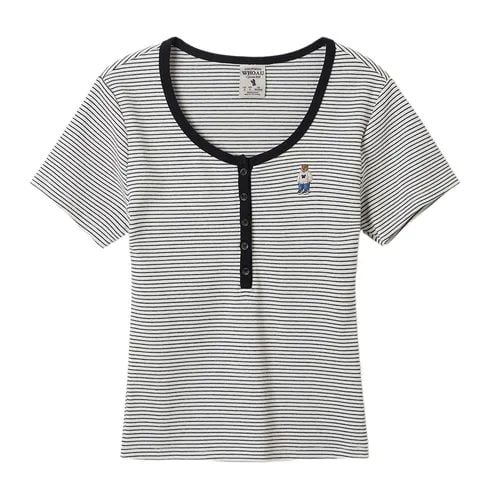  Áo Thun WHOAU [Nữ] - Steve Ribbed Henry Neck - WHRAG2452F 