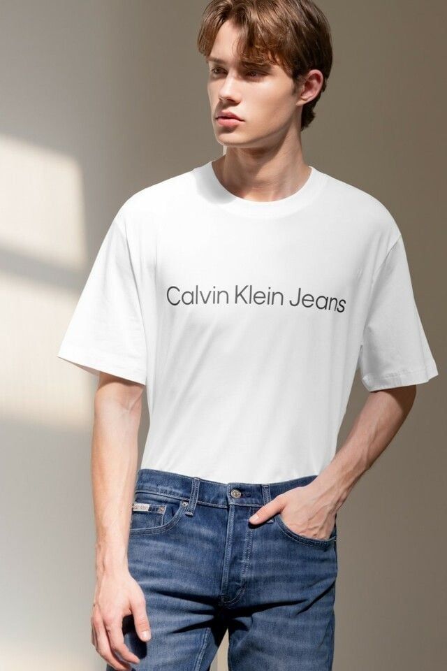  Áo Thun CALVIN KLEIN [Unisex] - Playera Logo Hombre Azul - 4RAB810 