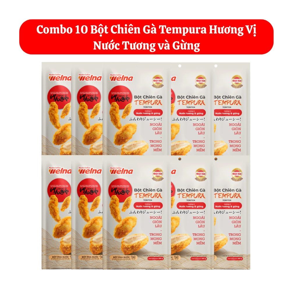 Combo 10 Gói Bột Chiên Gà Tempura Hương Vị Nước Tương và Gừng 100g