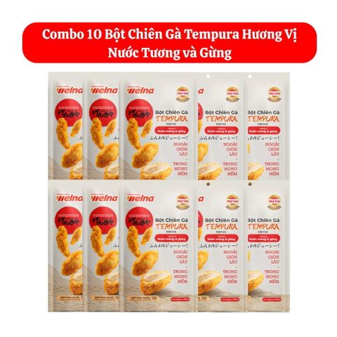  Combo 10 Gói Bột Chiên Gà Tempura Hương Vị Nước Tương và Gừng 100g 