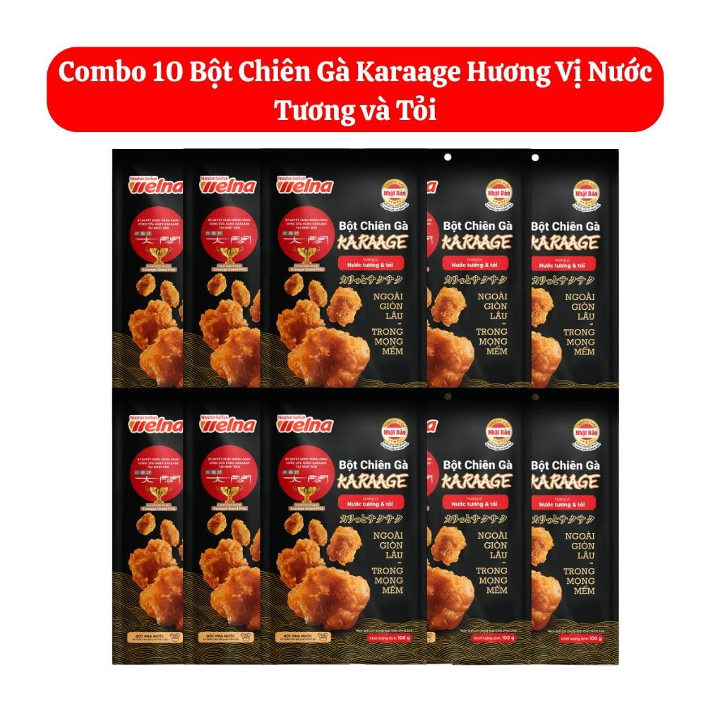Combo 10 Gói Bột Chiên Gà Karaage Hương Vị Nước Tương và Tỏi 100g