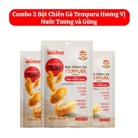  Combo 3 Gói Bột Chiên Gà Tempura Hương Vị Nước Tương và Gừng 100g 