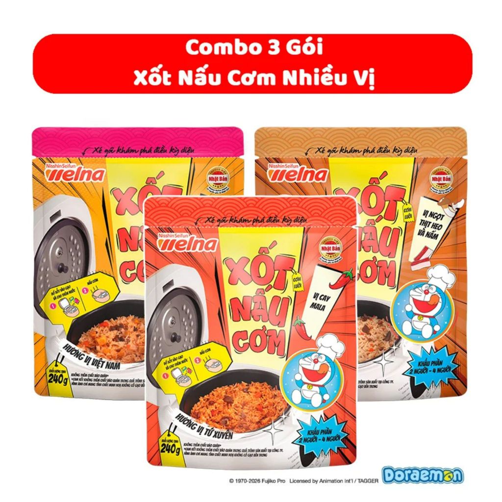 Combo 3 Gói Xốt Nấu Cơm Nisshin Seifun Welna