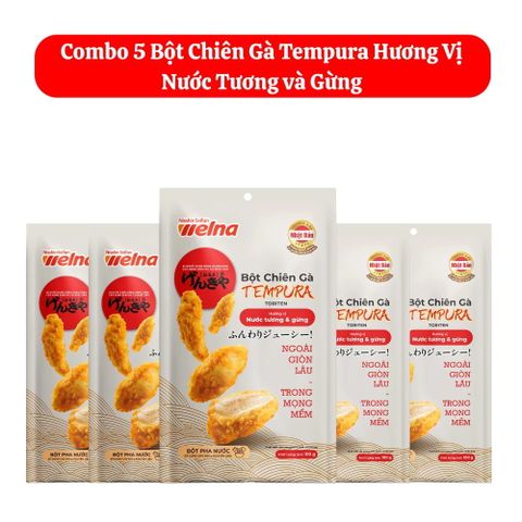  Combo 5 Gói Bột Chiên Gà Tempura Hương Vị Nước Tương và Gừng 100g 