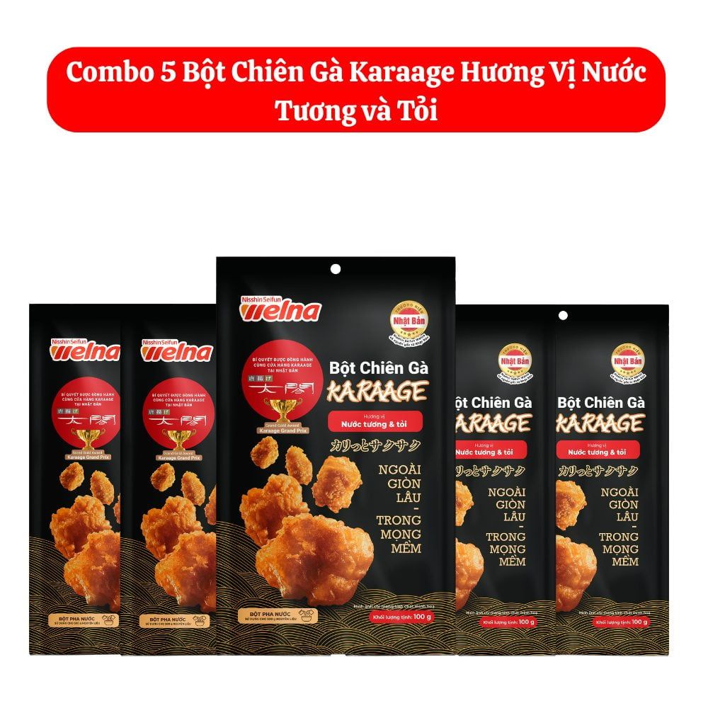 Combo 5 Gói Bột Chiên Gà Karaage Hương Vị Nước Tương và Tỏi 100g