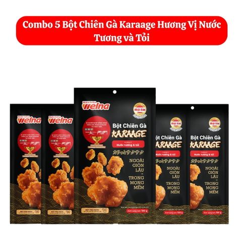  Combo 5 Gói Bột Chiên Gà Karaage Hương Vị Nước Tương và Tỏi 100g 
