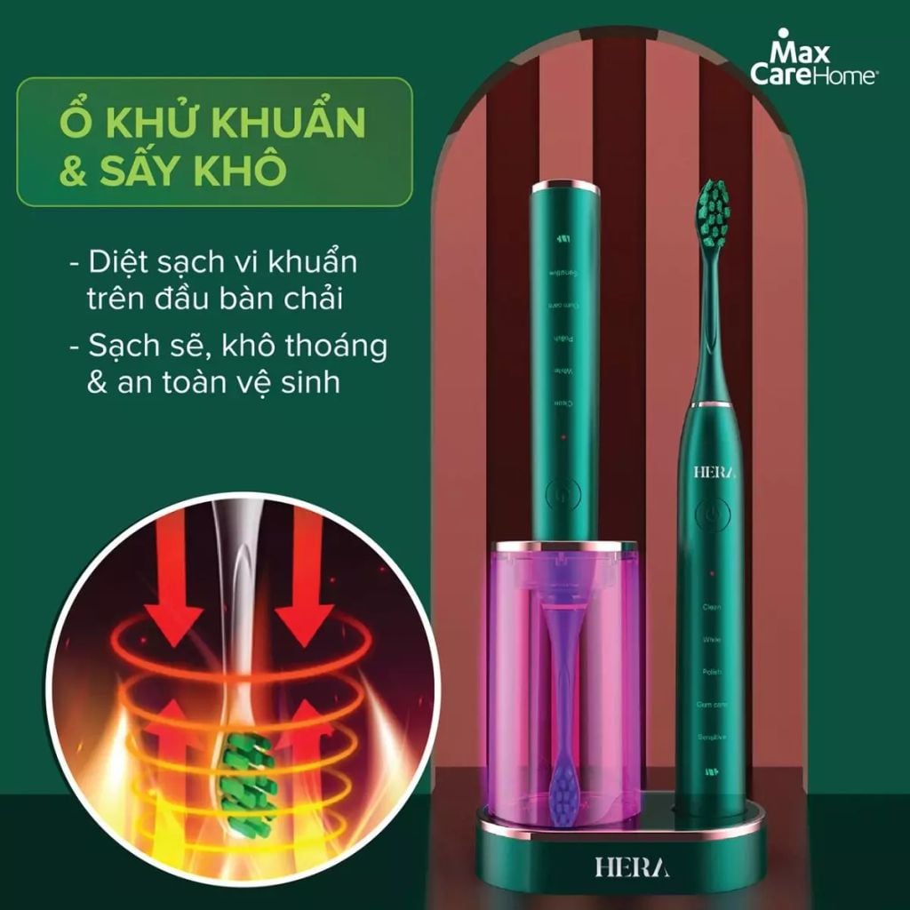 Bàn chải điện sóng siêu âm Maxcare Hera Whitening