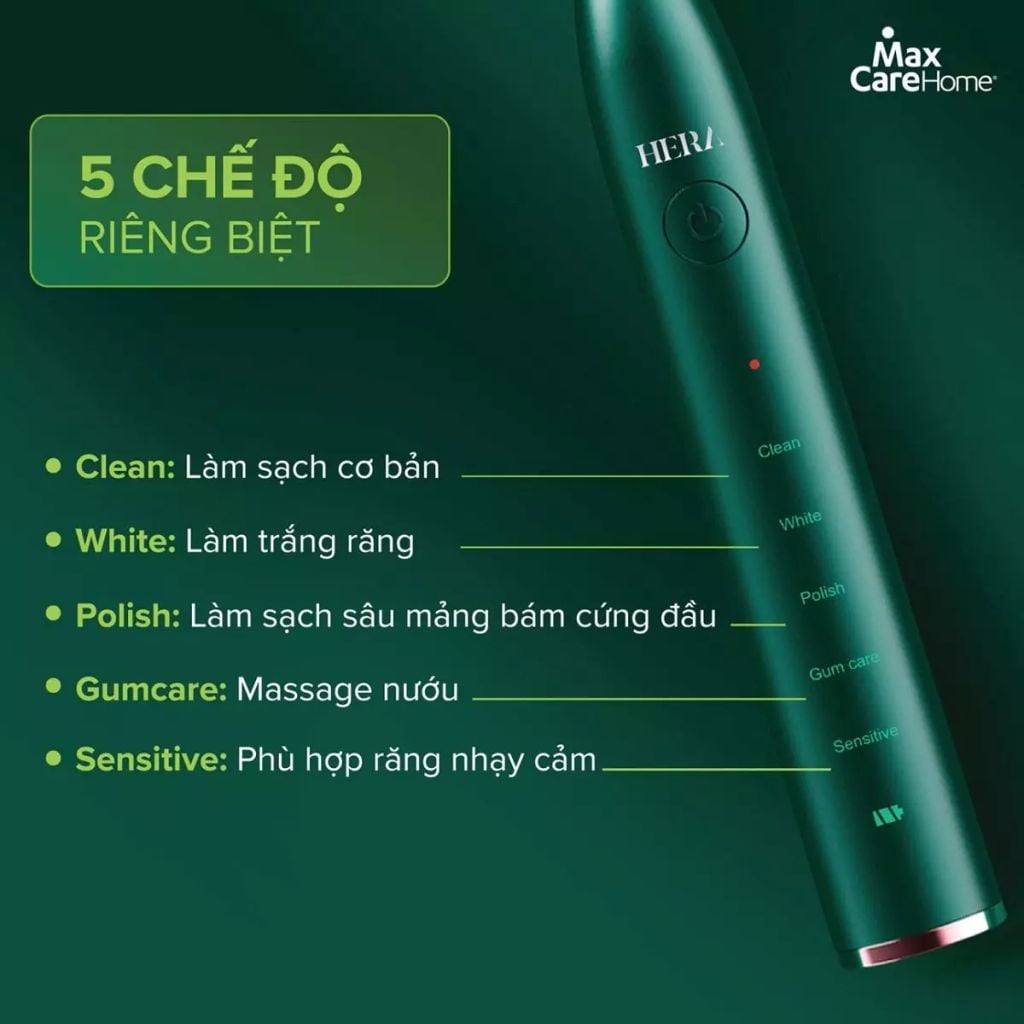 Bàn chải điện sóng siêu âm Maxcare Hera Whitening