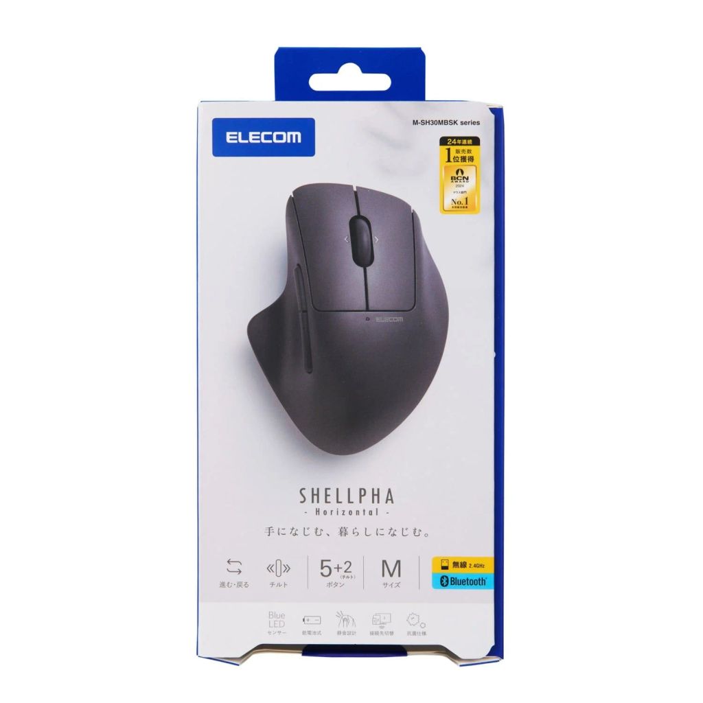 Chuột không dây Bluetooth công thái học Elecom M-SH30MBSK - Màu Đen | Blue Led, Pin Li-ion, 2.4Hz