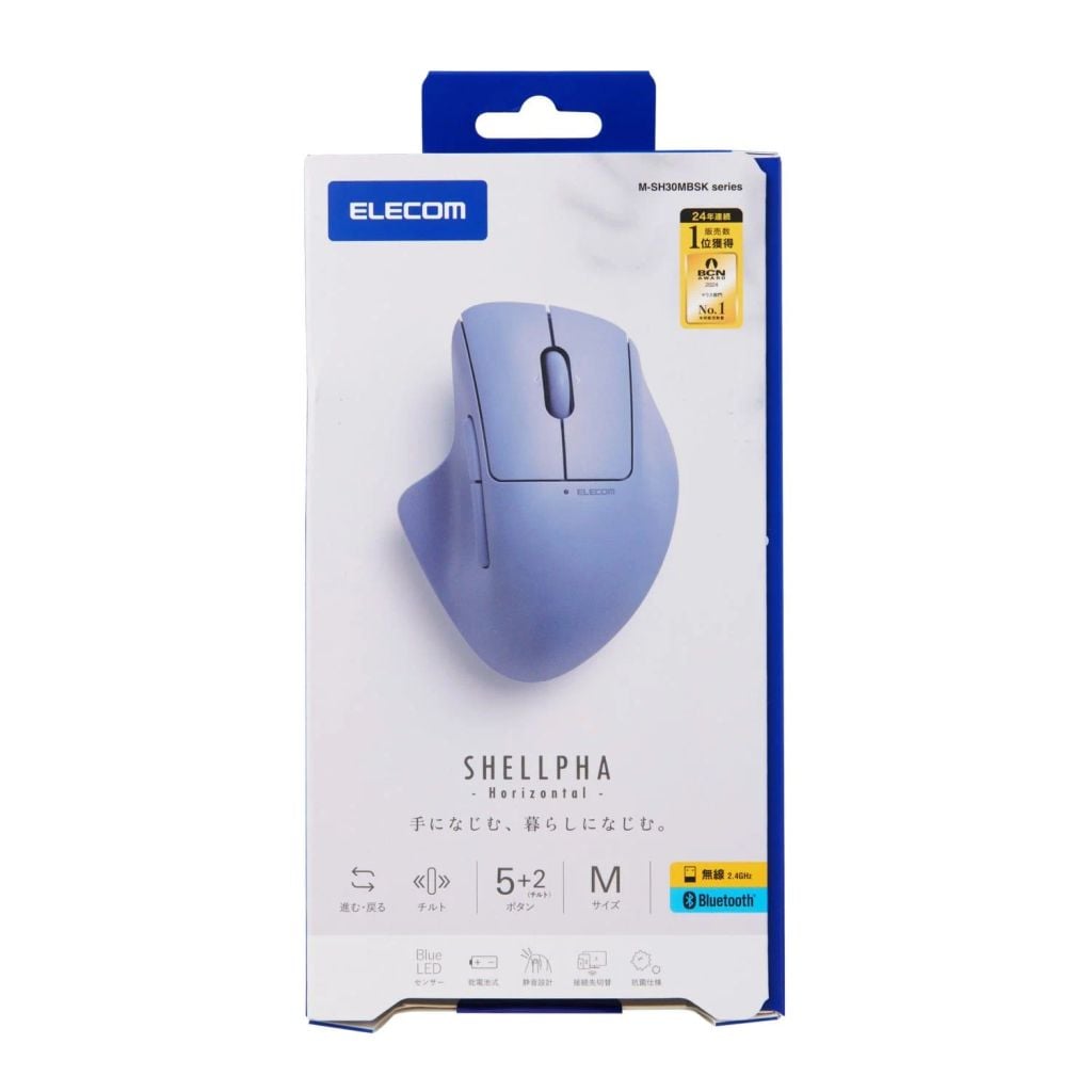 Chuột không dây Bluetooth công thái học Elecom M-SH30MBSK - Màu Xanh | Blue Led, Pin Li-ion, 2.4Hz