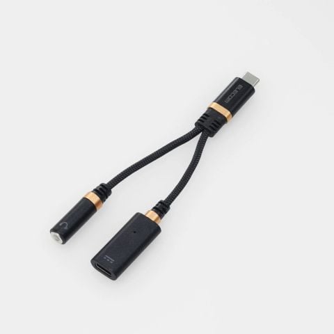  Cổng chuyển đổi Audio Elecom MPA-C35DS | Type-C to Type-C + Jack 3.5mm, Hỗ trợ DAC, PD27W 