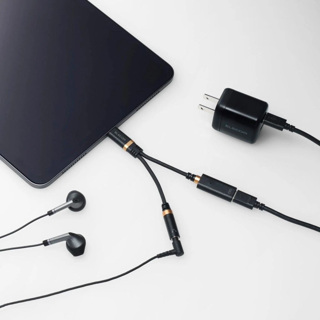 Cổng chuyển đổi Audio Elecom MPA-C35DS | Type-C to Type-C + Jack 3.5mm, Hỗ trợ DAC, PD27W