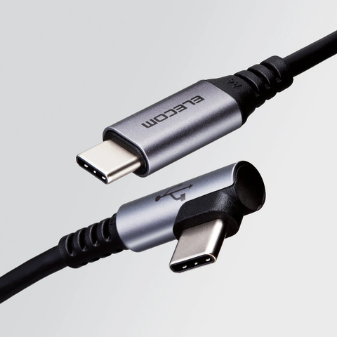  Cáp sạc nhanh C to C Elecom MPA-CCL12NBK | PD60W, Đầu nối L, Dây dù, 5 lớp siêu bền, Dài 1.2m 