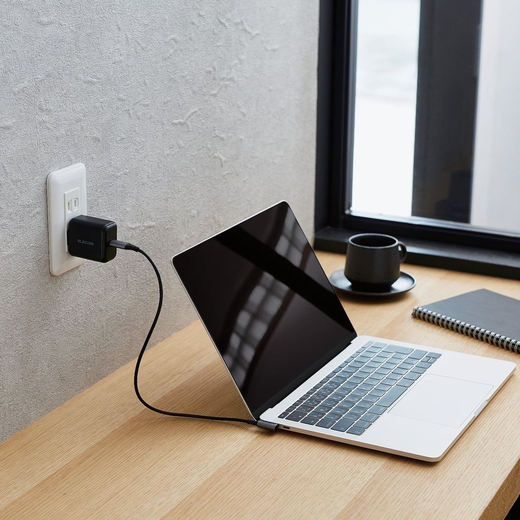 Cáp sạc nhanh C to C Elecom MPA-CCL12NBK | PD60W, Đầu nối L, Dây dù, 5 lớp siêu bền, Dài 1.2m