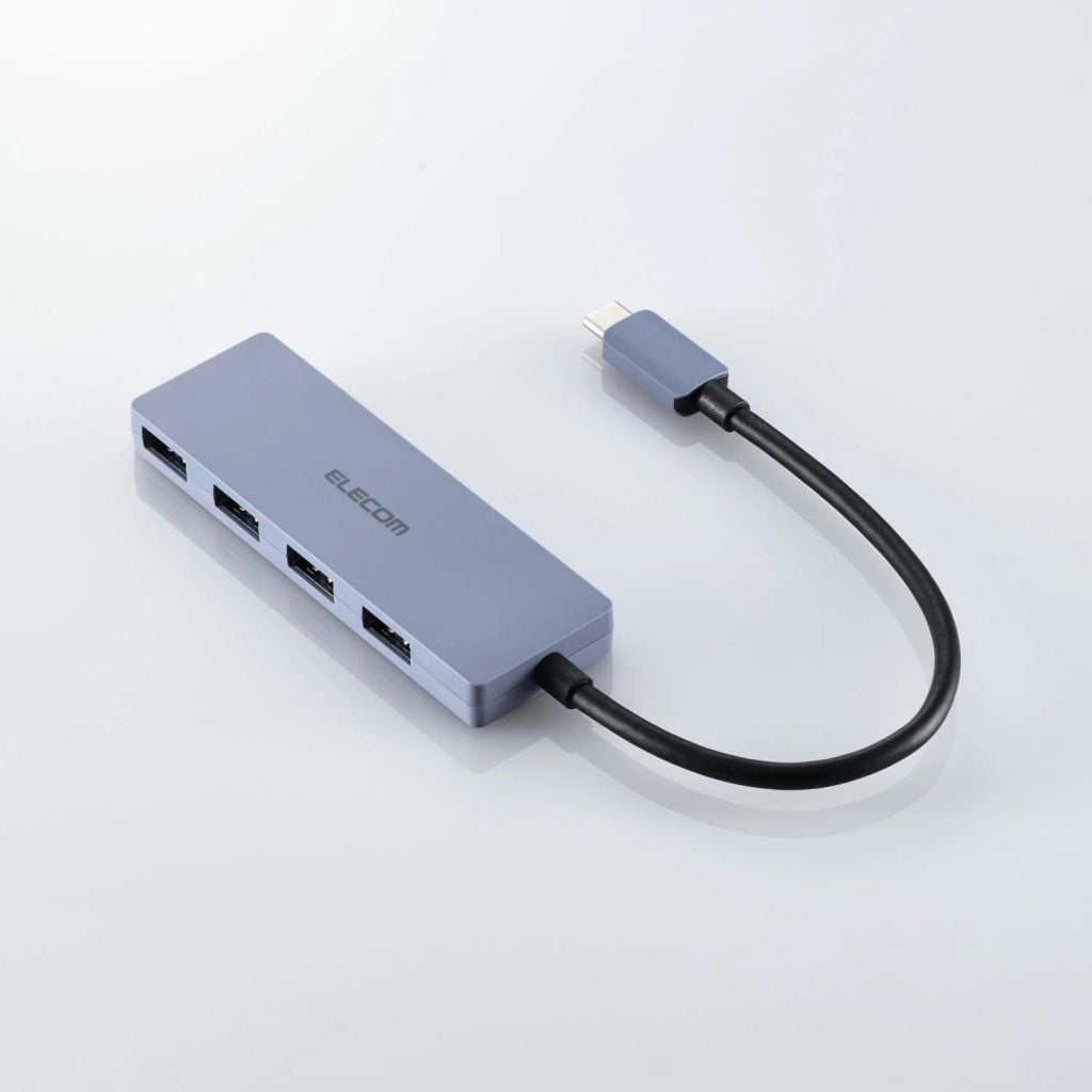 Hub chuyển đổi Elecom U3HC-H040NV | 4 USB-A, USB 3.2 (Gen 1), 15cm