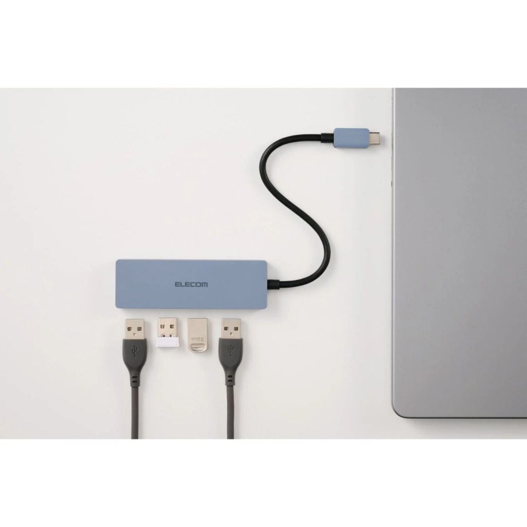Hub chuyển đổi Elecom U3HC-H040NV | 4 USB-A, USB 3.2 (Gen 1), 15cm