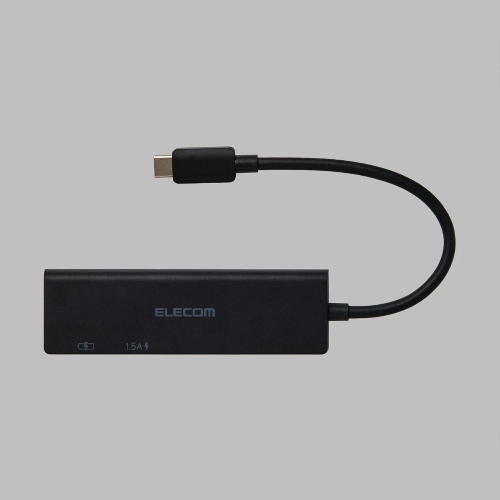 Hub chuyển đổi Elecom U3HC-H040PBK | 1 USB-C + 3 USB-A, USB 3.1 (Gen 1), PD100W