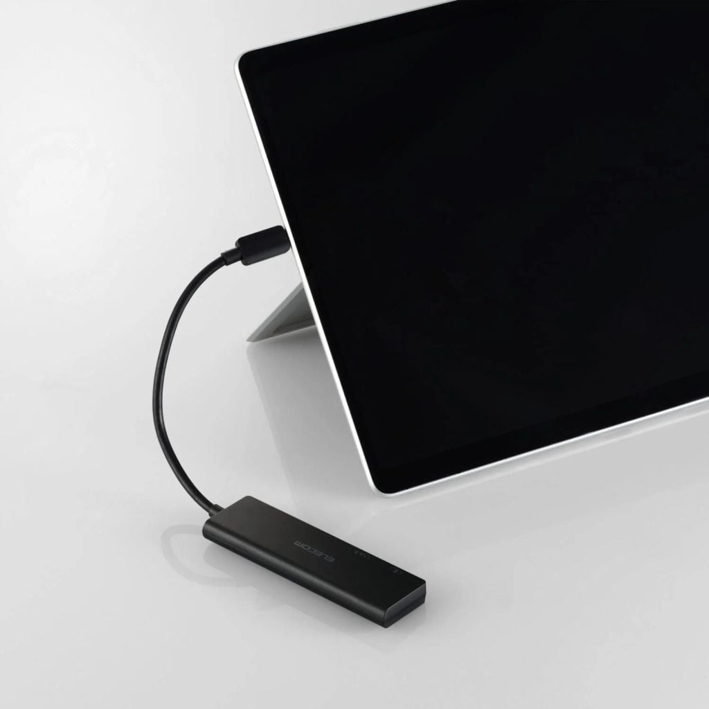 Hub chuyển đổi Elecom U3HC-H040PBK | 1 USB-C + 3 USB-A, USB 3.1 (Gen 1), PD100W